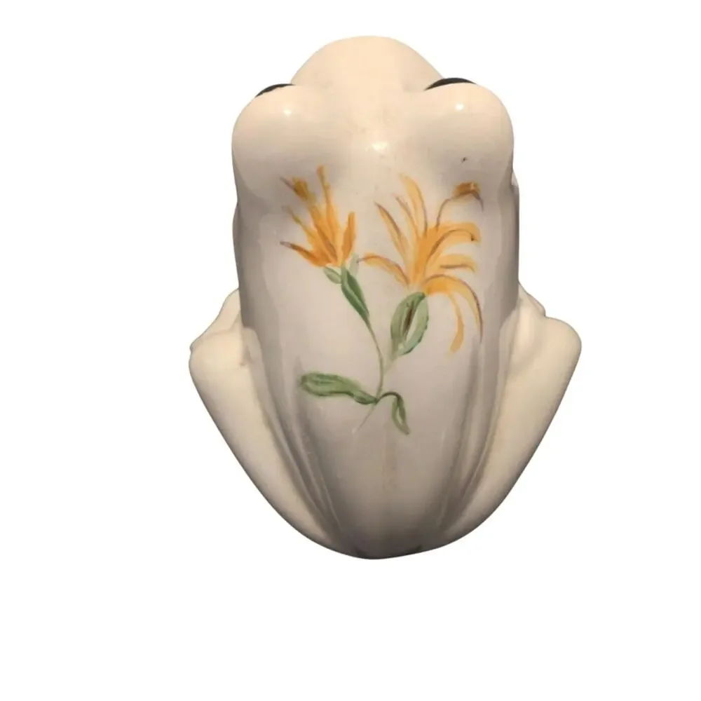 Vintage Ceramic White Frog Sponge Holder 5